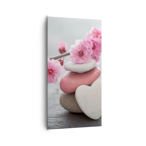 Impression sur toile - Image sur toile - Le bonheur avec une fleur de cerisier - 65x120 cm