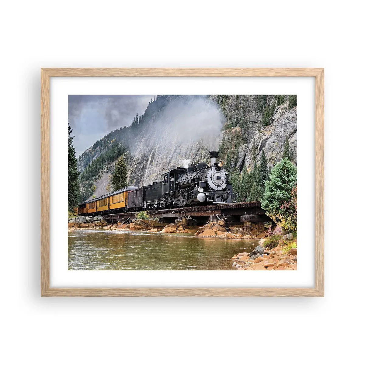 Affiche dans un chêne clair - Poster - Et lui jusqu'où? Jusqu'où? - 50x40 cm