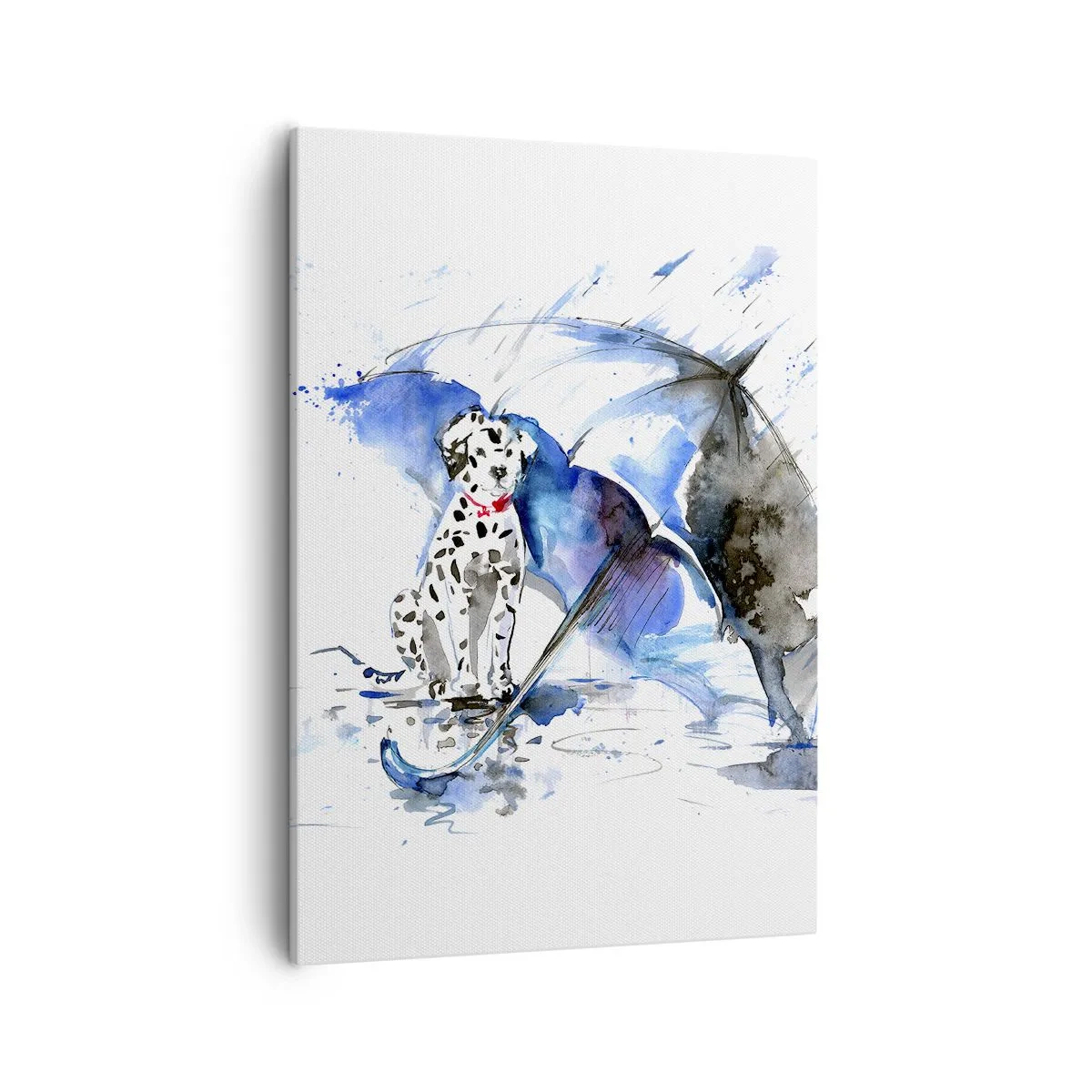 Impression sur toile - Image sur toile - Aquarelle représentant un chien dalmatien avec un parapluie en arrière-plan - 50x70cm - C'est à ça que sert un ami - Décoration murale moderne pour le salon et la chambre ARTTOR