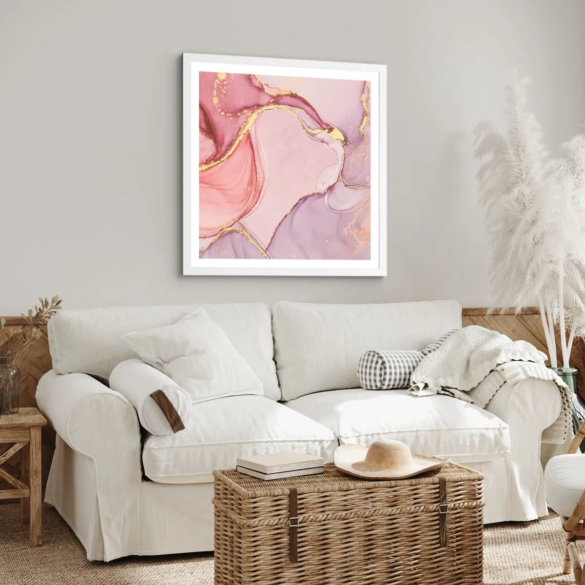 Affiche dans un cadre blanc - Poster - Caresse de couleurs - 60x60 cm