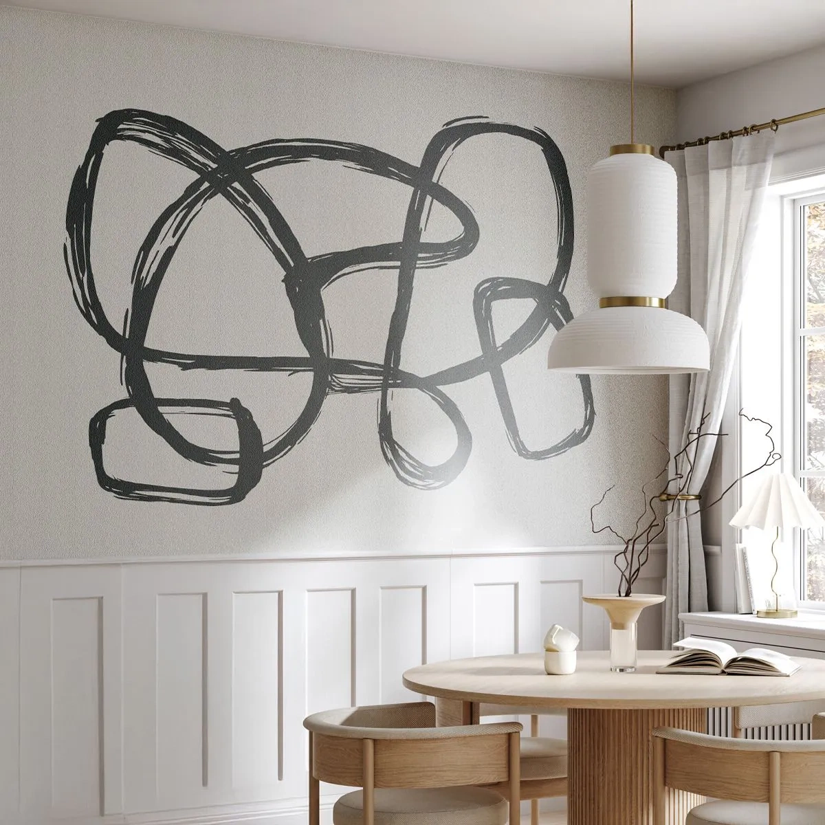 Papier Peint Autocollant Deluxe Sticker - Abstraction en boucle - Bohème, Morceau, Minimaliste - 100x70 cm