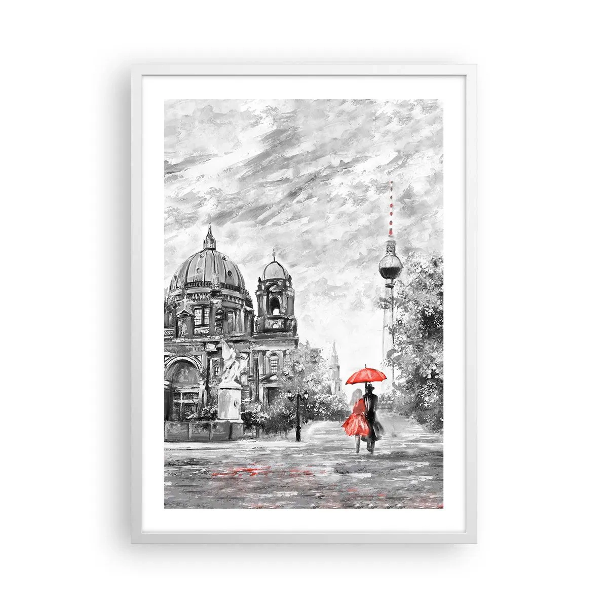 Affiche dans un cadre blanc - Poster - Rencontre berlinoise - 50x70 cm