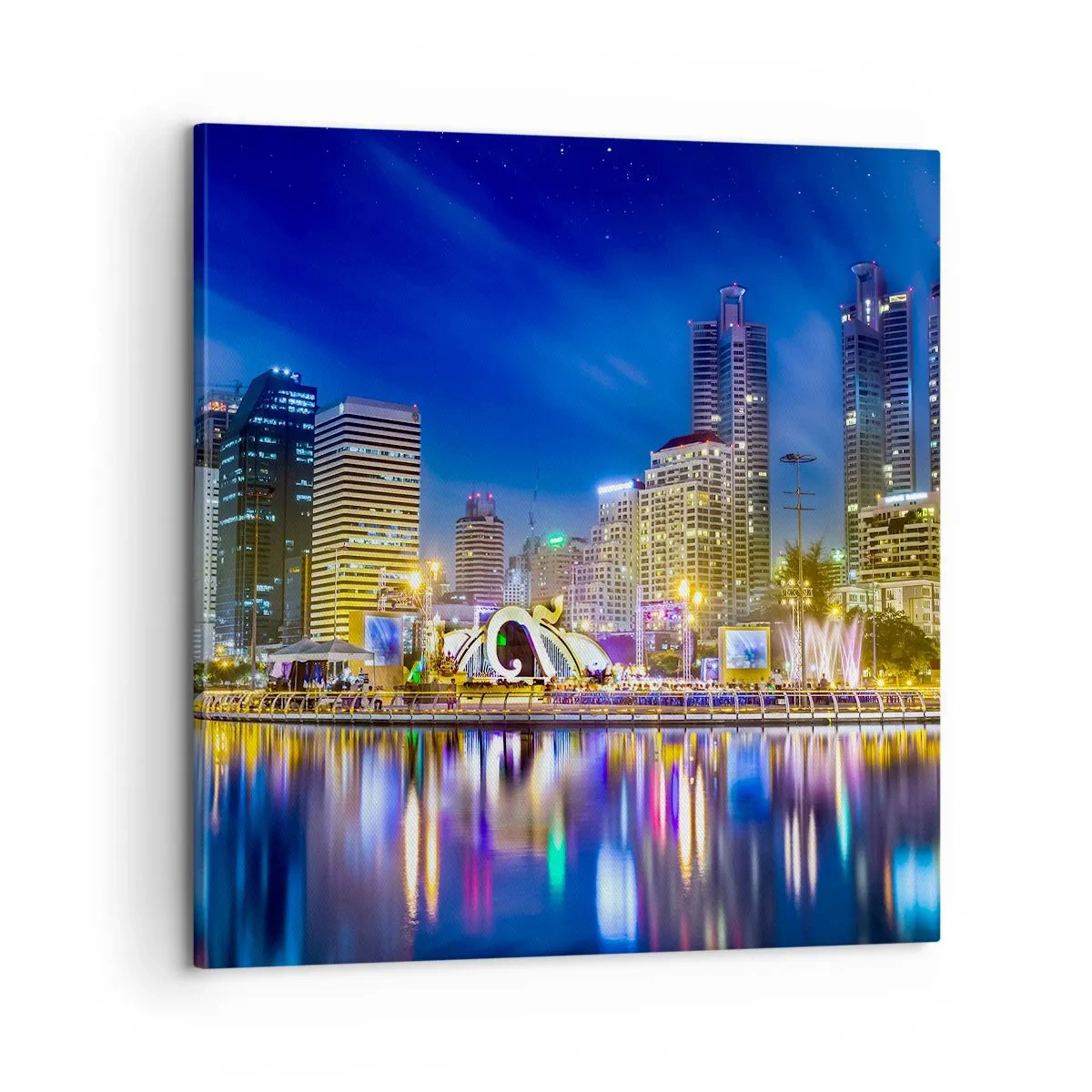 Impression sur toile - Image sur toile - Nuit arc-en-ciel de la métropole - 60x60 cm