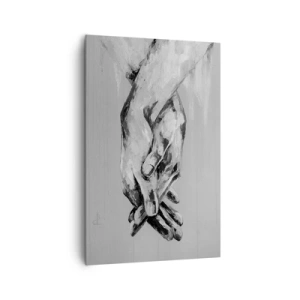 Impression sur toile - Image sur toile - Une composition en noir et blanc de deux mains jointes sur un fond clair. - 80x120cm - Début... - Décoration murale moderne pour le salon et la chambre ARTTOR