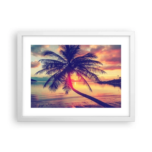 Affiche dans un cadre blanc - Poster - Soirée sous les palmiers - 40x30 cm
