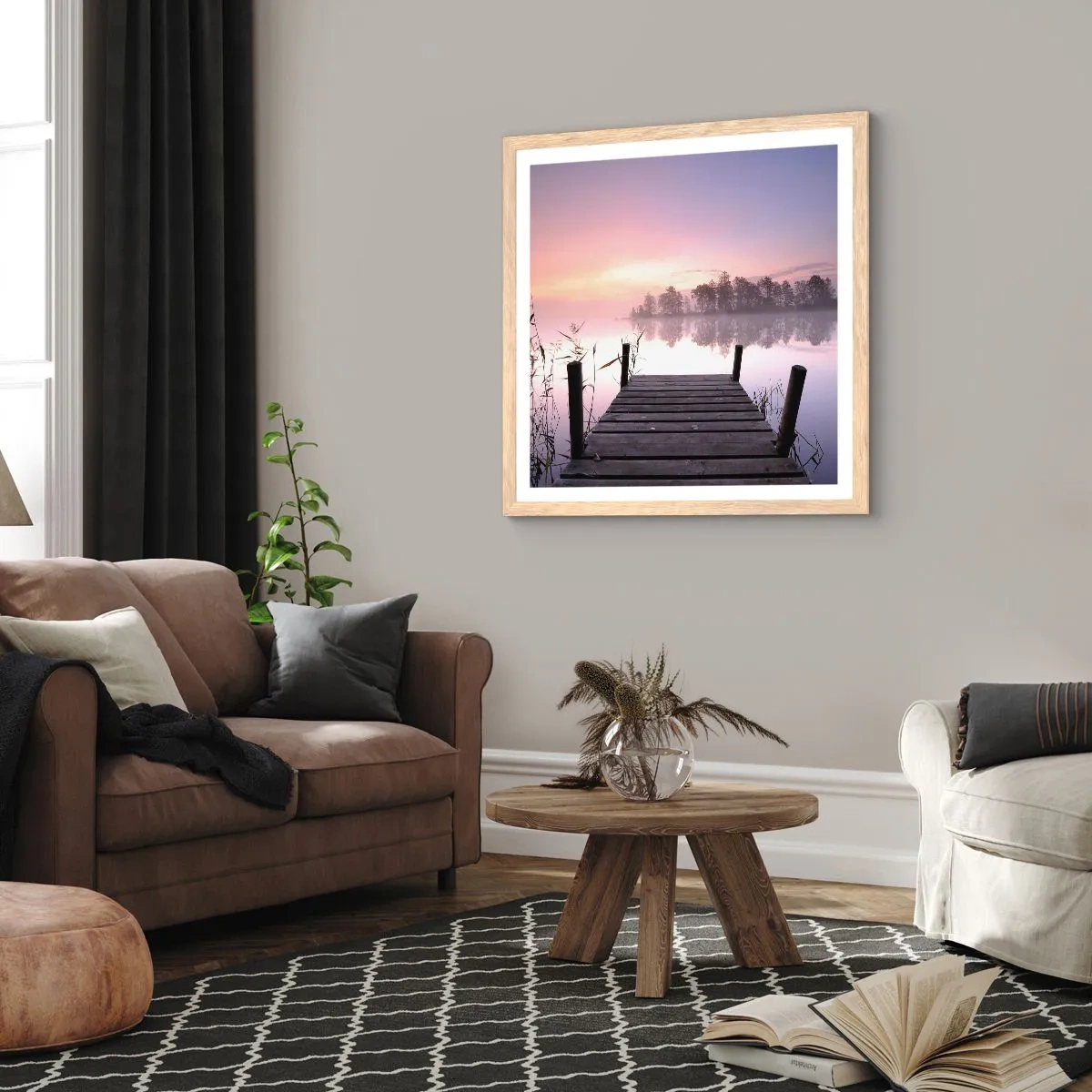 Affiche dans un chêne clair - Poster - De la brume lilas… - 50x50 cm