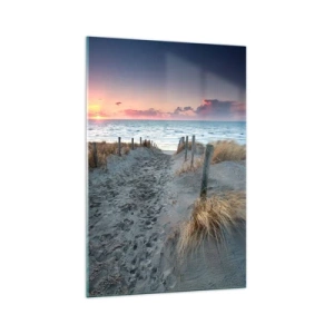 Impression sur verre - Image sur verre - Chemin menant à la plage au coucher du soleil - 70x100cm - Tu as versé l'éclat de l'arc-en-ciel sur les flots - Décoration murale moderne pour le salon et la chambre ARTTOR
