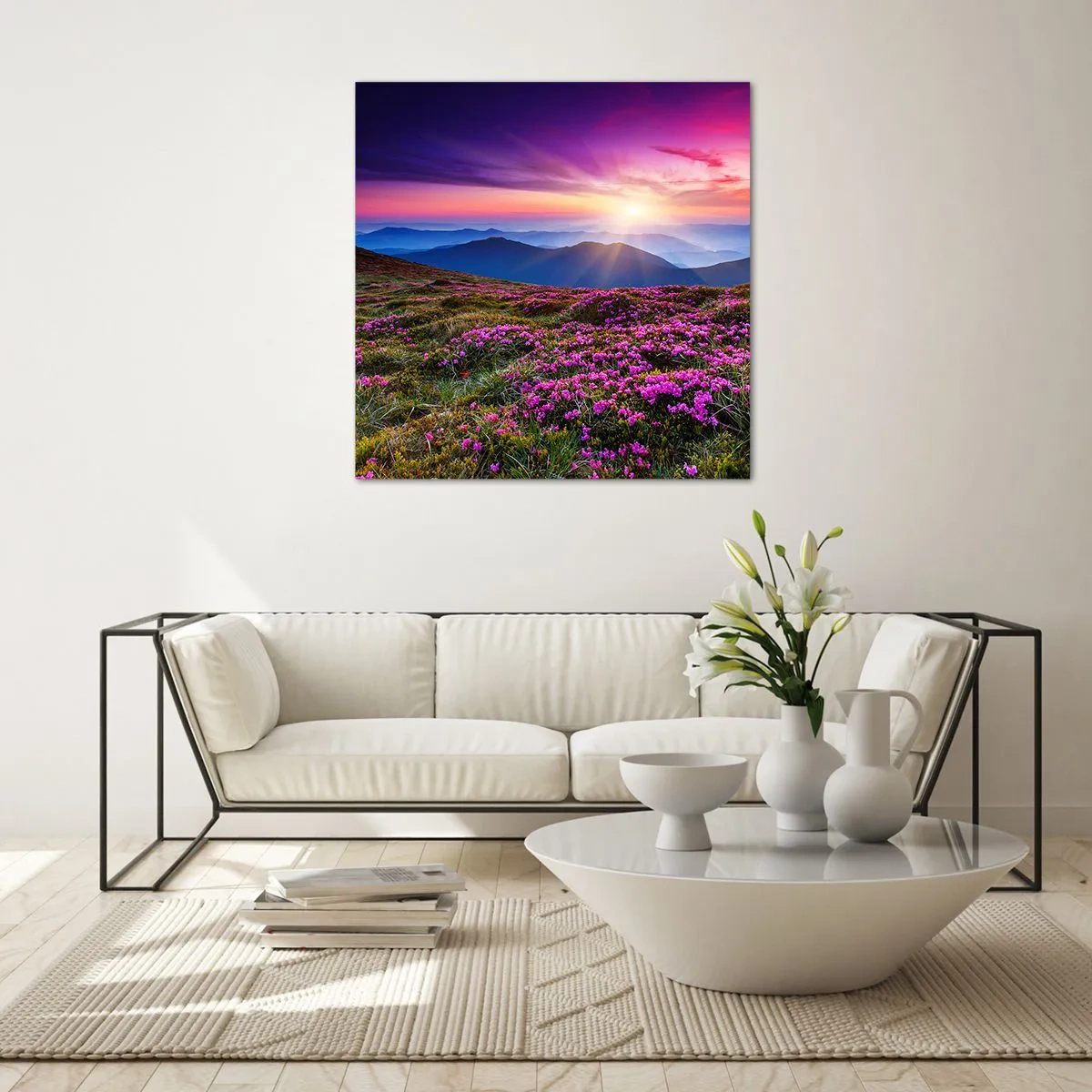 Impression sur verre - Image sur verre - Les herbes sentaient les grappes fraîches de la récolte - 70x70 cm