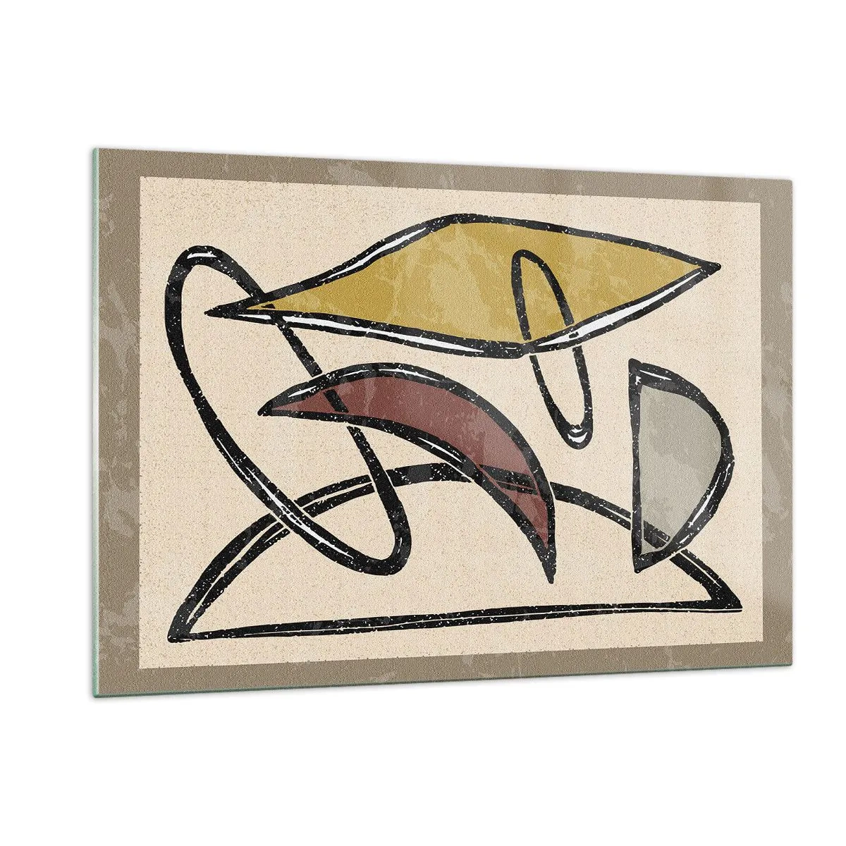 Impression sur verre - Image sur verre - Abstraction géométrique en jaune et rouge - 120x80cm - Verticales et horizontales - Décoration murale moderne pour le salon et la chambre ARTTOR