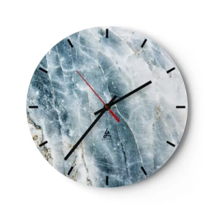 Horloge murale - Pendule murale - Texture de marbre dans des tons de bleu et de gris avec de délicats accents dorés - 30x30cm - Monde de glace - Décoration murale moderne pour le salon, la cuisine et la chambre ARTTOR