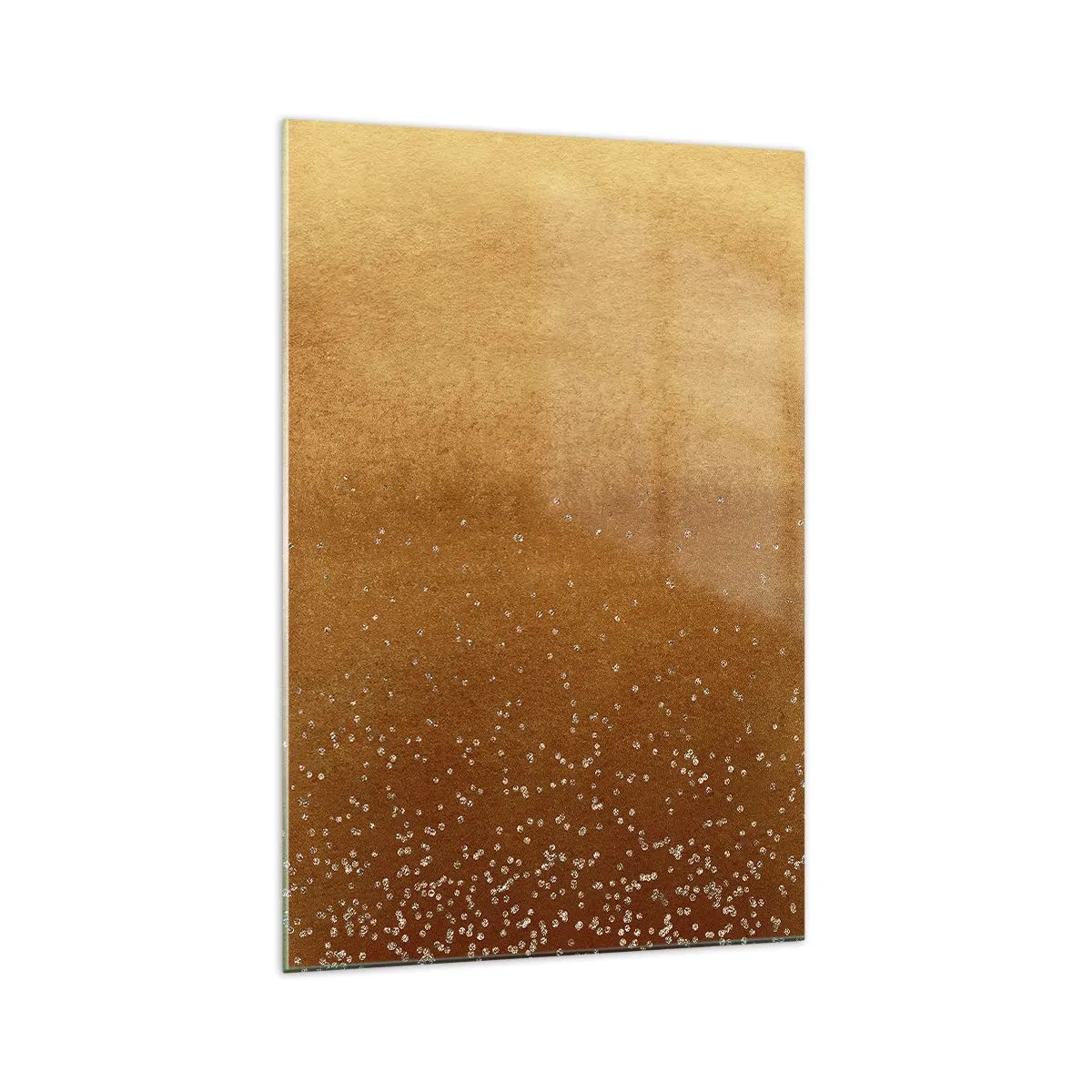 Impression sur verre - Image sur verre - Un dégradé doré avec des reflets et des embellissements subtils - 70x100cm - Origine du monde - Décoration murale moderne pour le salon et la chambre ARTTOR