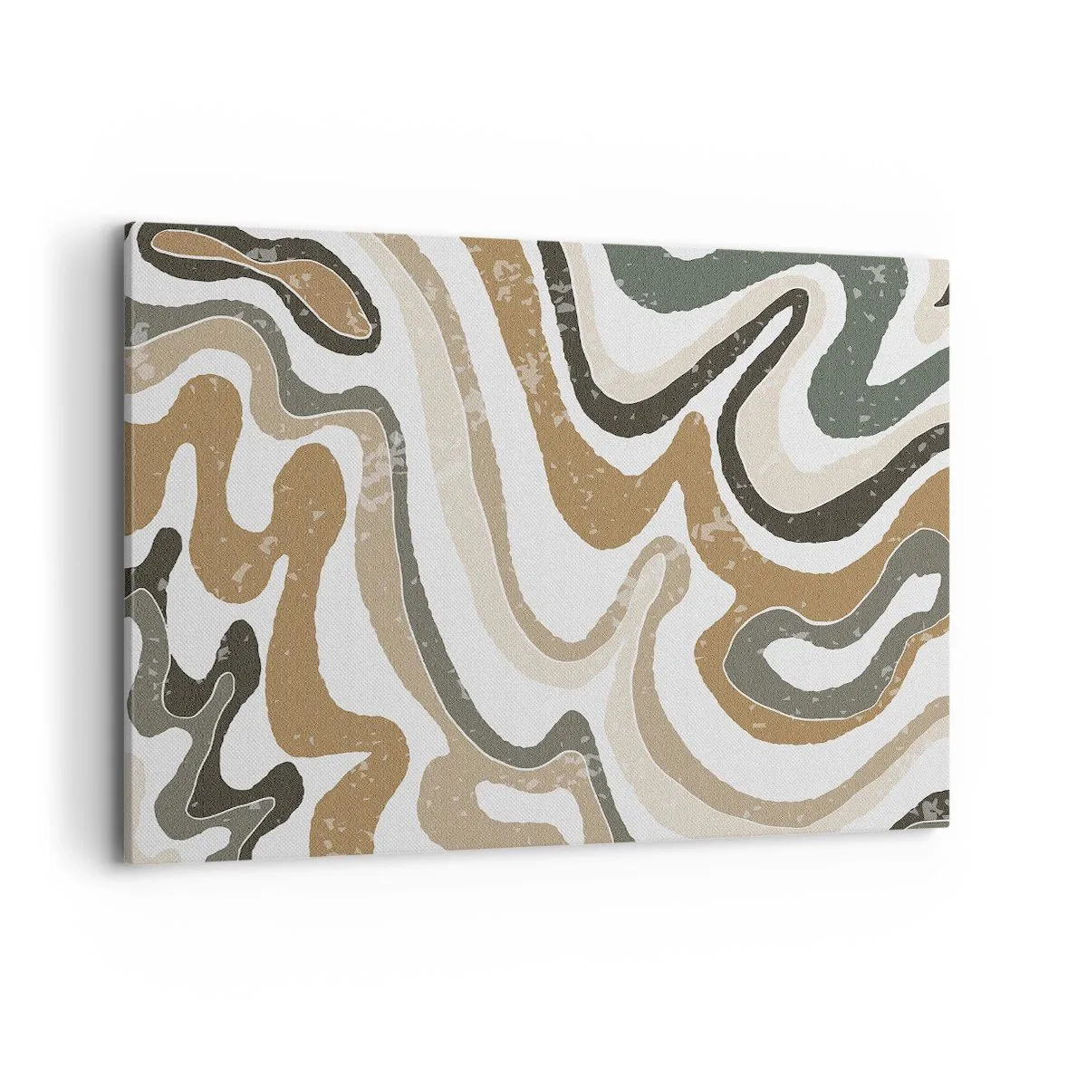 Impression sur toile - Image sur toile - Motifs terreux dans des tons de marron et de vert - 120x80cm - Méandres de couleurs de la terre - Décoration murale moderne pour le salon et la chambre ARTTOR