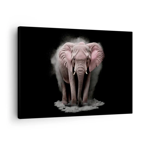 Impression sur toile - Image sur toile - Une interprétation artistique d'un éléphant rose sur fond noir - 70x50cm - Ne pensez pas à un éléphant rose ! - Décoration murale moderne pour le salon et la chambre ARTTOR