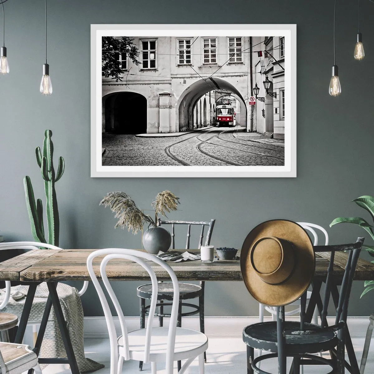 Affiche dans un cadre blanc - Poster - Dans le labyrinthe de la ville - 40x30 cm