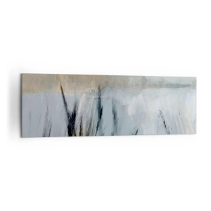 Impression sur toile - Image sur toile - Un paysage hivernal pittoresque avec des champs et des herbes - 160x50cm - Champs d'hiver - Décoration murale moderne pour le salon et la chambre ARTTOR