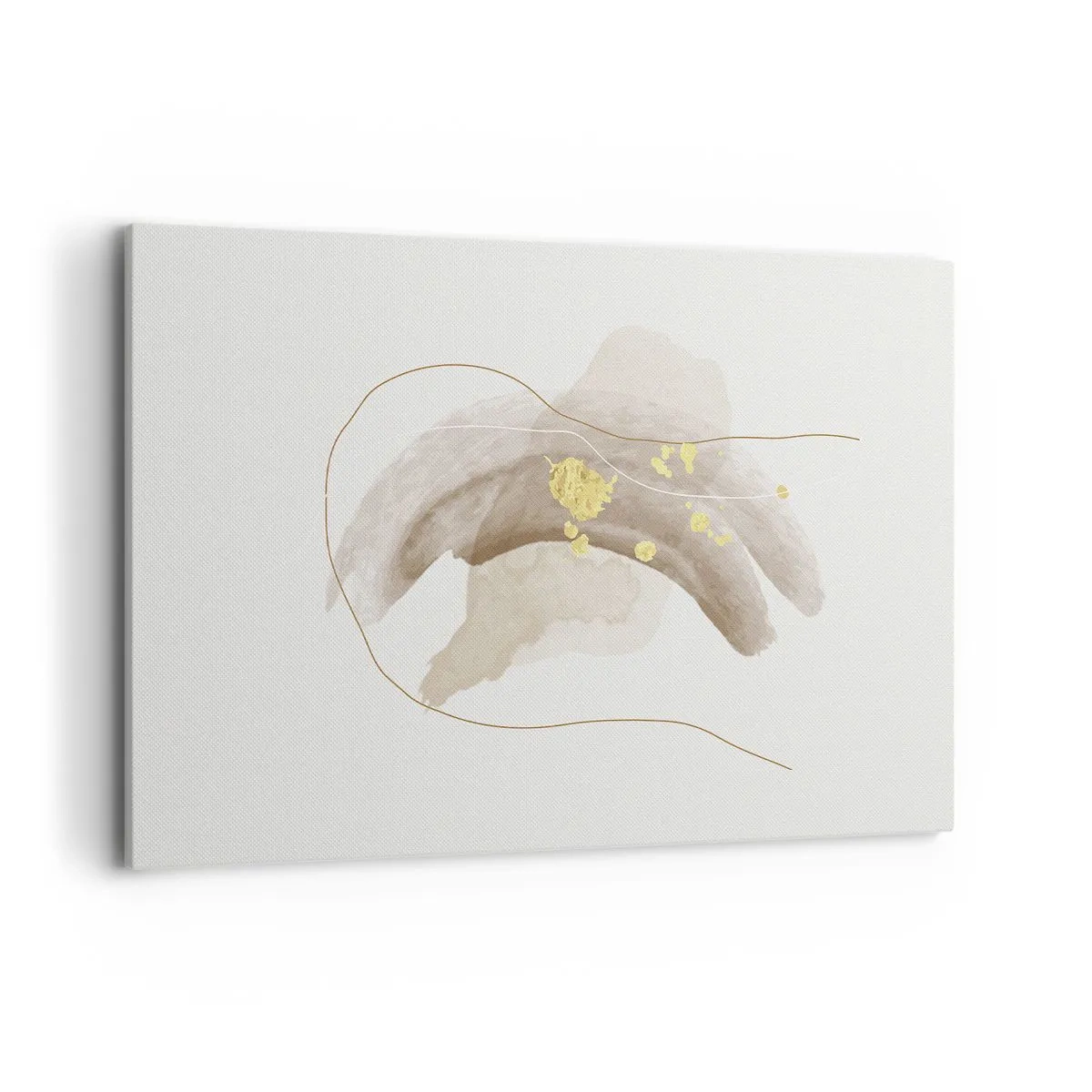 Impression sur toile - Image sur toile - Une composition abstraite dans les tons beige et or. - 120x80cm - rencontré dans l'espace - Décoration murale moderne pour le salon et la chambre ARTTOR