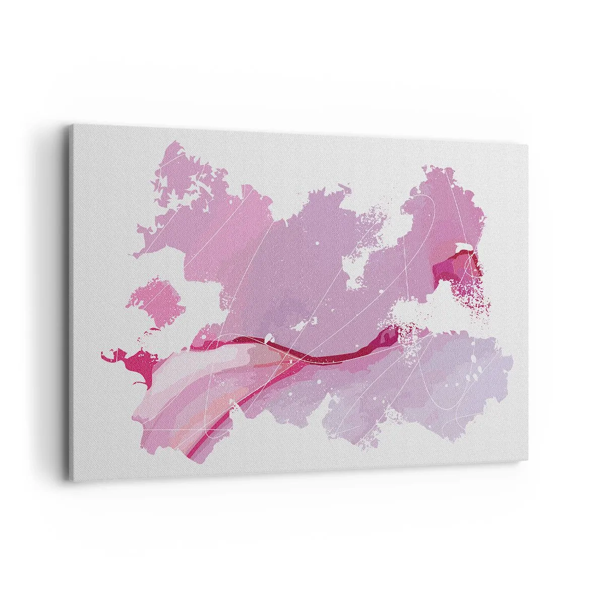 Impression sur toile - Image sur toile - Carte du monde abstraite dans les tons de rose - 100x70cm - Carte du monde rose - Décoration murale moderne pour le salon et la chambre ARTTOR