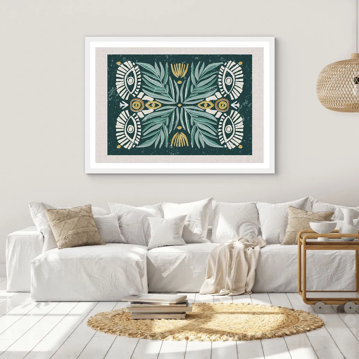 Affiche dans un cadre blanc - Poster - Comme une découpe folklorique - 100x70 cm