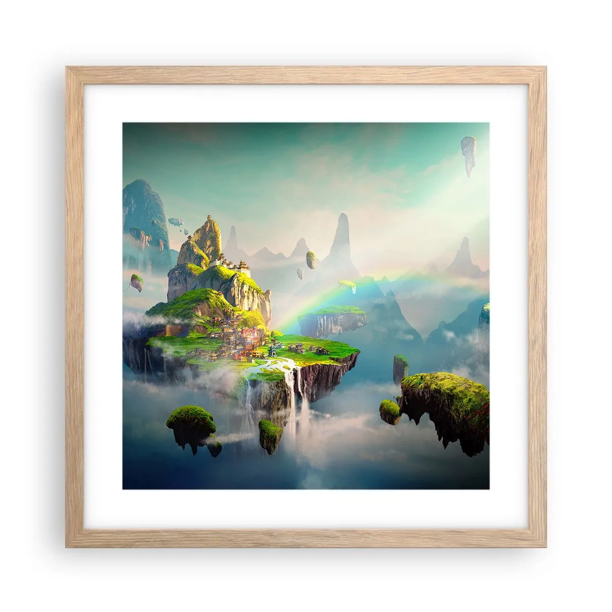 Affiche dans un chêne clair - Poster - Au milieu des cieux - îles du bonheur - 40x40 cm
