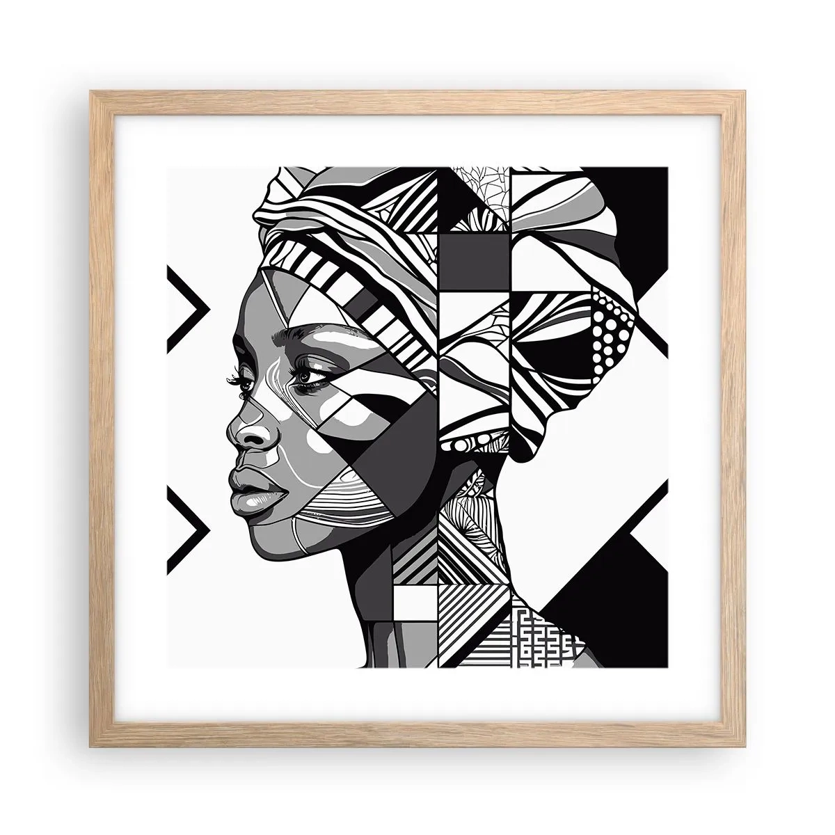 Affiche dans un chêne clair - Poster - Portrait ethnique - 40x40 cm