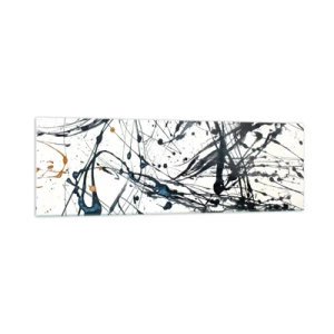 Impression sur verre - Image sur verre - Motif de peinture abstraite avec des lignes et des taches dynamiques - 160x50cm - Ca a du sens ou ça n'en a pas ? - Décoration murale moderne pour le salon et la chambre ARTTOR
