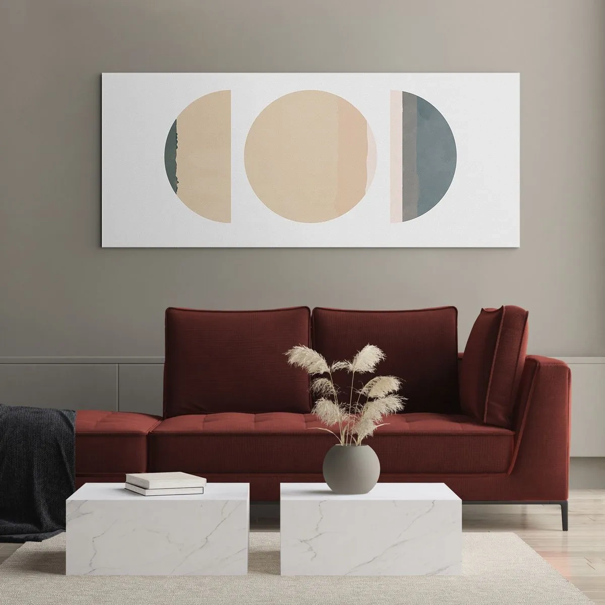 Impression sur verre - Image sur verre - Formes géométriques abstraites aux couleurs pastel - 140x50cm - Cercles après cercles - Décoration murale moderne pour le salon et la chambre ARTTOR