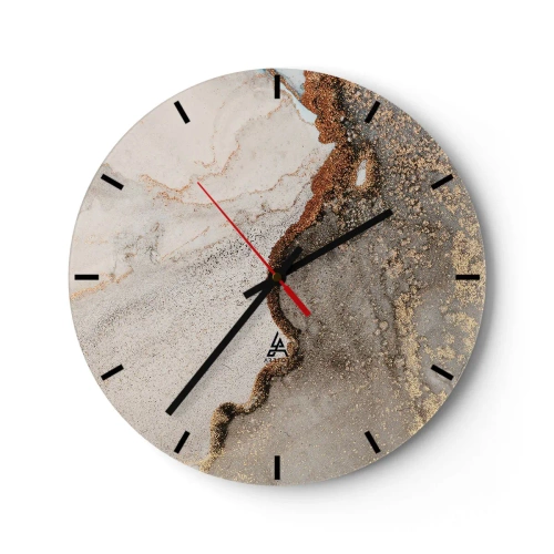 Horloge murale - Pendule murale - Une composition abstraite dans des tons d'or et de gris. - 30x30cm - Aux frontières des couleurs - Décoration murale moderne pour le salon, la cuisine et la chambre ARTTOR