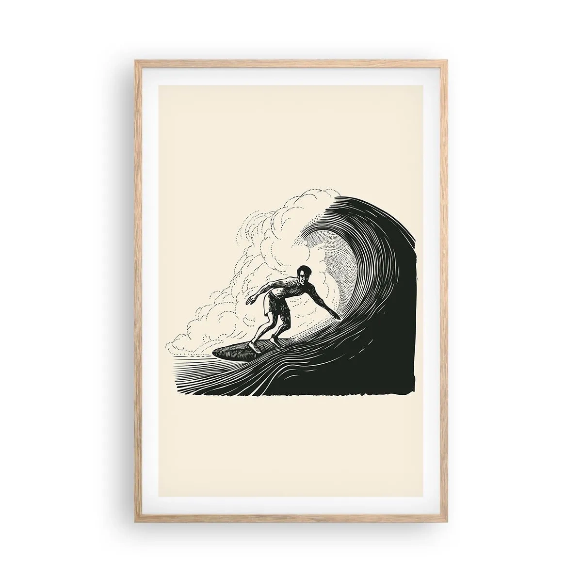 Affiche dans un chêne clair - Poster - Le roi de la vague - 61x91 cm