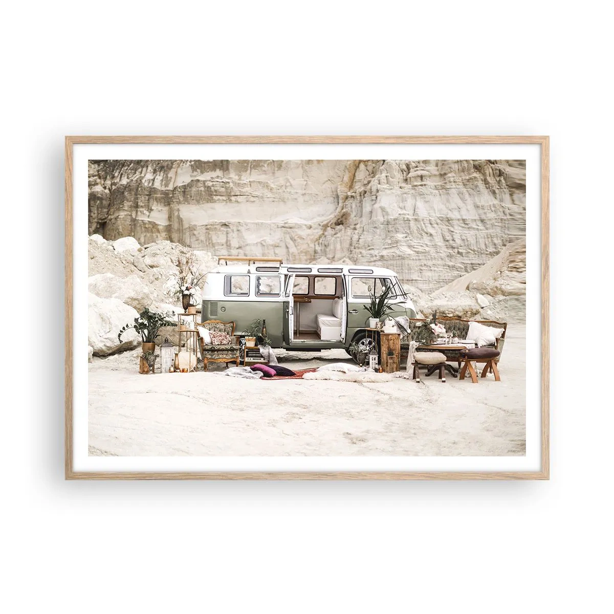 Affiche dans un chêne clair - Poster - Il est temps de commencer le voyage - 100x70 cm