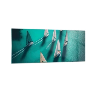 Impression sur verre - Image sur verre - Dans une compétition avec le vent - 100x40 cm