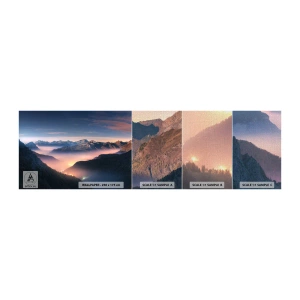 Échantillon de Papier Peint Premium Canvas - Lumière dans les vallées - Paysage, Montagnes, Forêt - 100x30 cm