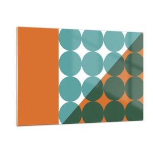 Impression sur verre - Image sur verre - Composition géométrique abstraite avec des cercles et un triangle - 120x80cm - En haut et en diagonale - Décoration murale moderne pour le salon et la chambre ARTTOR