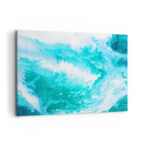 Impression sur toile - Image sur toile - Tourbillon abstrait dans les tons de bleu - 120x80cm - Au coeur de l'élément - Décoration murale moderne pour le salon et la chambre ARTTOR