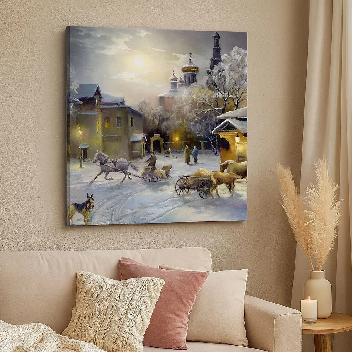 Impression sur toile - Image sur toile - La magie de l'hiver russe - 30x30 cm
