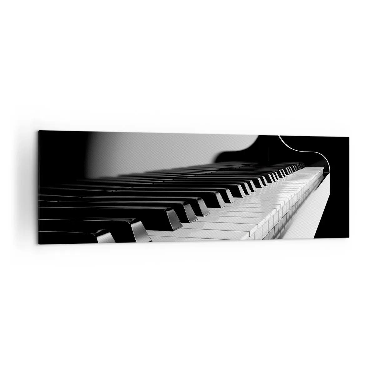 Impression sur toile - Image sur toile - Touches de piano dans une élégante photo en noir et blanc - 160x50cm - Harmonie des formes et des couleurs - Décoration murale moderne pour le salon et la chambre ARTTOR