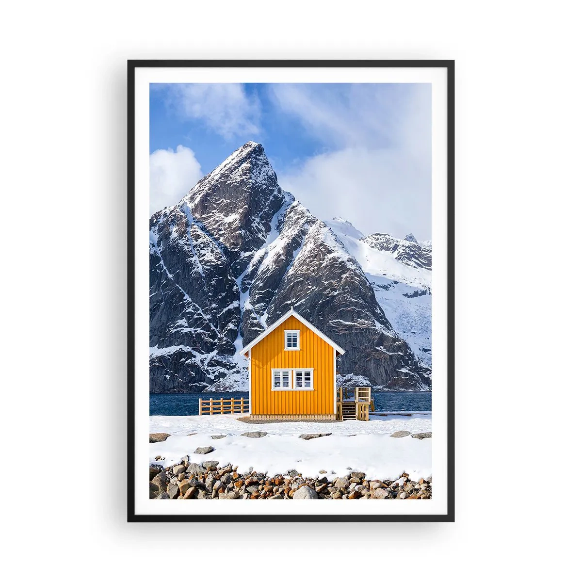 Affiche dans un cadre noir - Poster - Vacances scandinaves - 70x100 cm