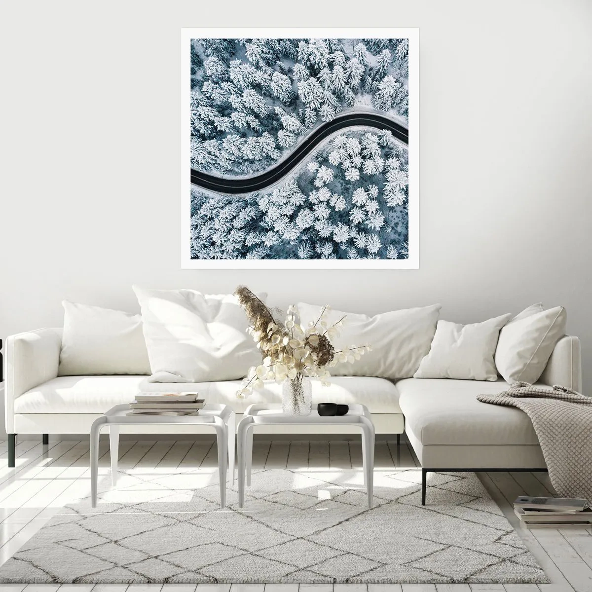 Affiche - Poster - À travers une forêt d'hiver - 60x60 cm