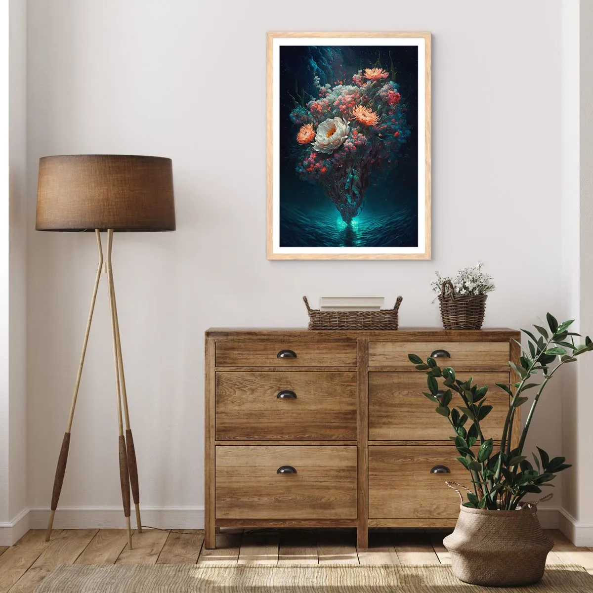 Affiche dans un chêne clair - Poster - Un étrange jardin - 50x70 cm