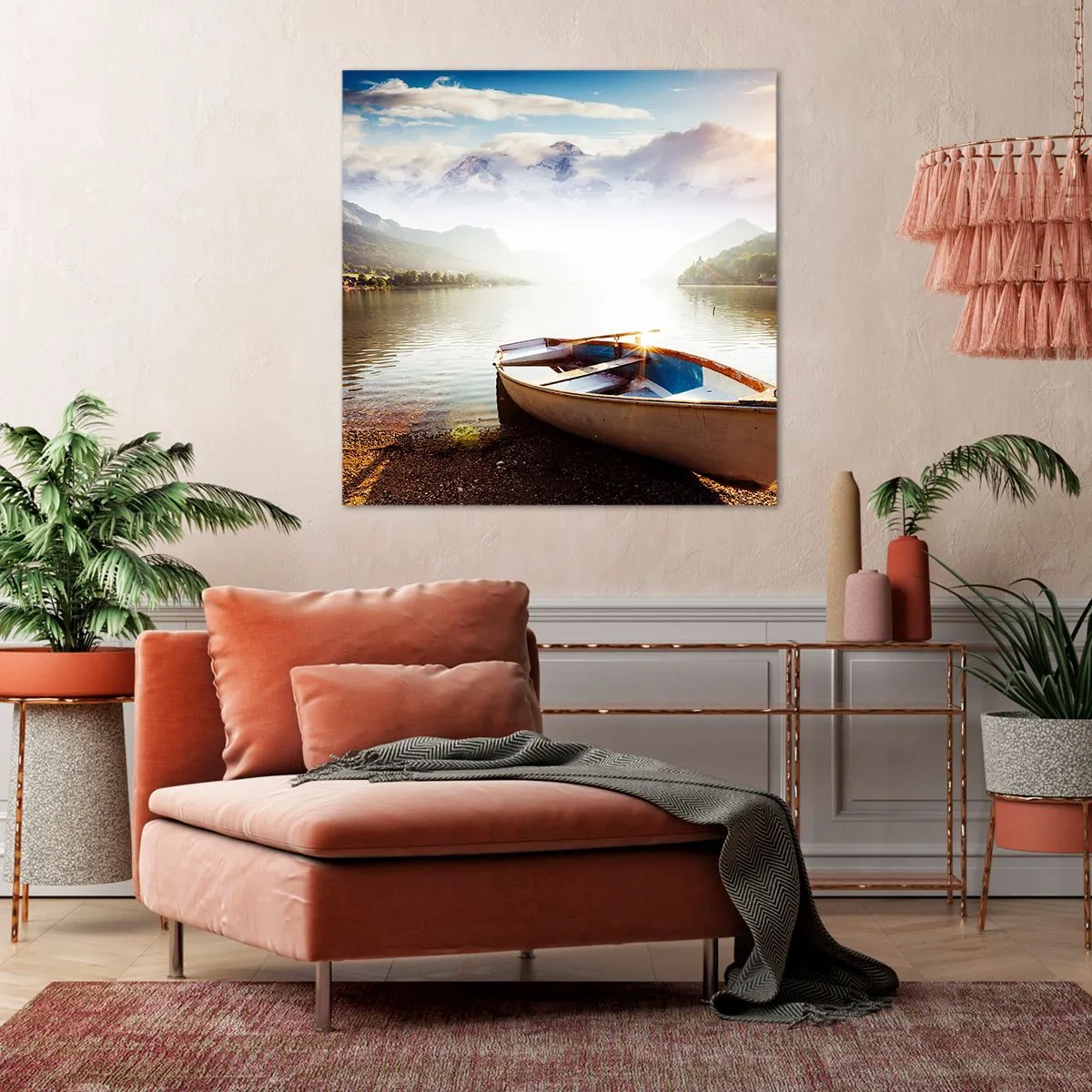 Impression sur toile - Image sur toile - Au bord de la grande et limpide eau - 40x40 cm