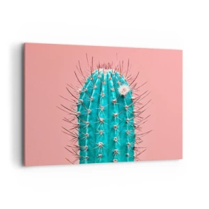 Impression sur toile - Image sur toile - Une interprétation artistique d'un cactus sur fond rose - 100x70cm - Juste regarde - Décoration murale moderne pour le salon et la chambre ARTTOR