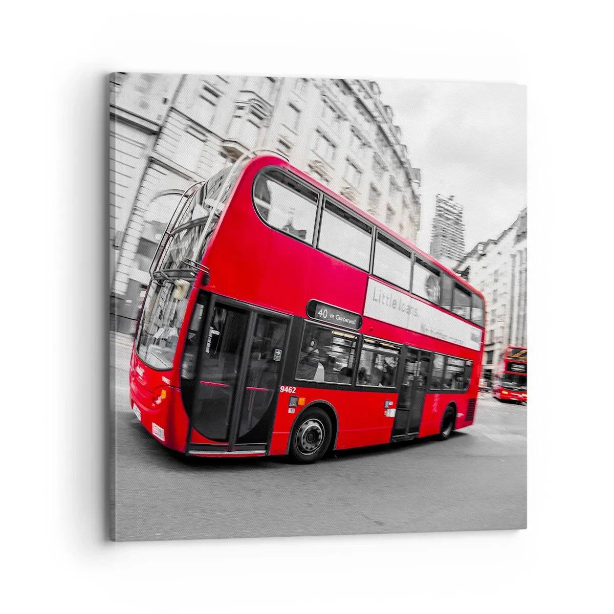 Impression sur toile - Image sur toile - Londres traditionnellement - en bus - 70x70 cm