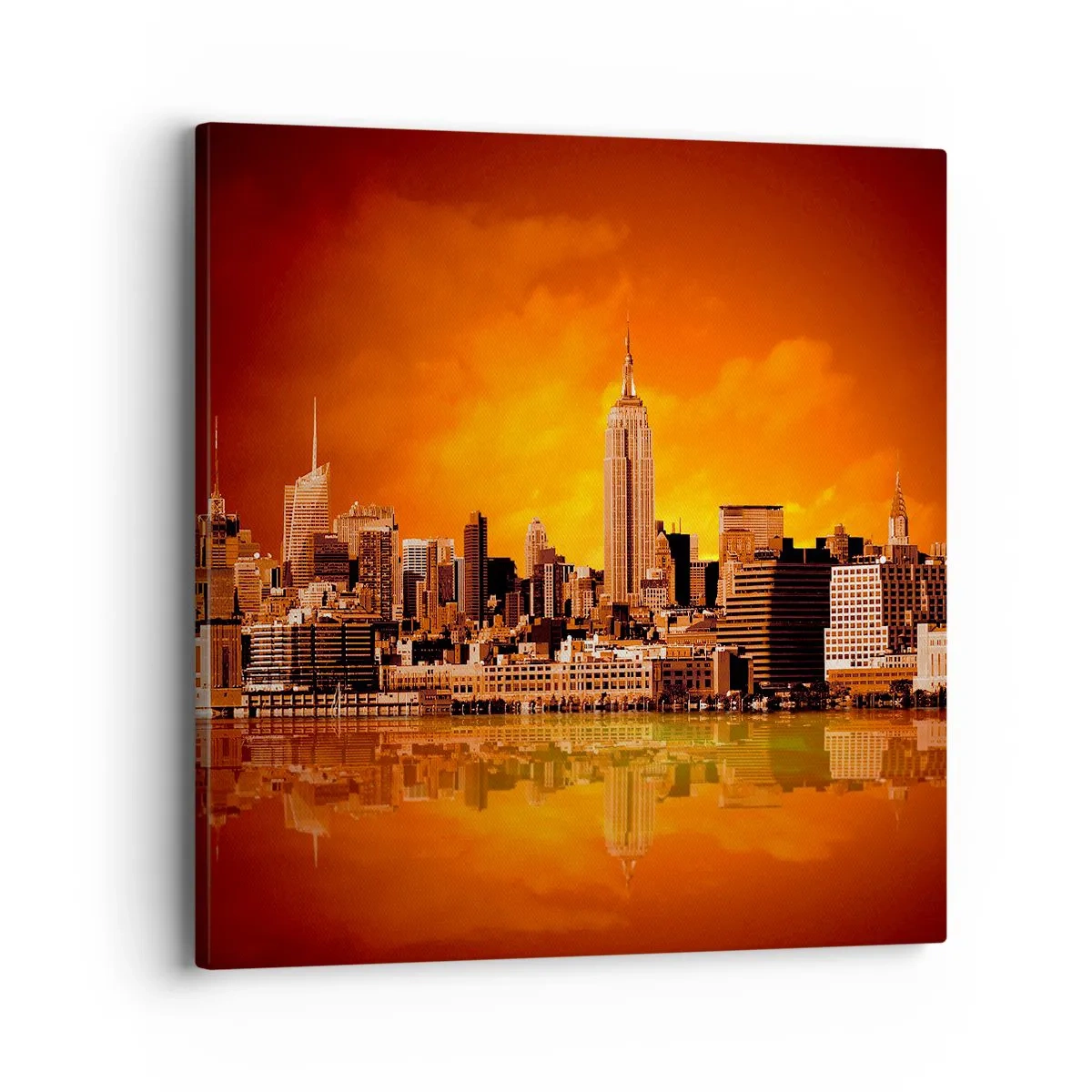 Impression sur toile - Image sur toile - Panorama de grande ville en jaune et bronze - 40x40 cm