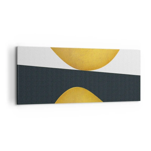 Impression sur toile - Image sur toile - Formes géométriques en or sur fond blanc et foncé - 120x50cm - Avant tout : l’or - Décoration murale moderne pour le salon et la chambre ARTTOR