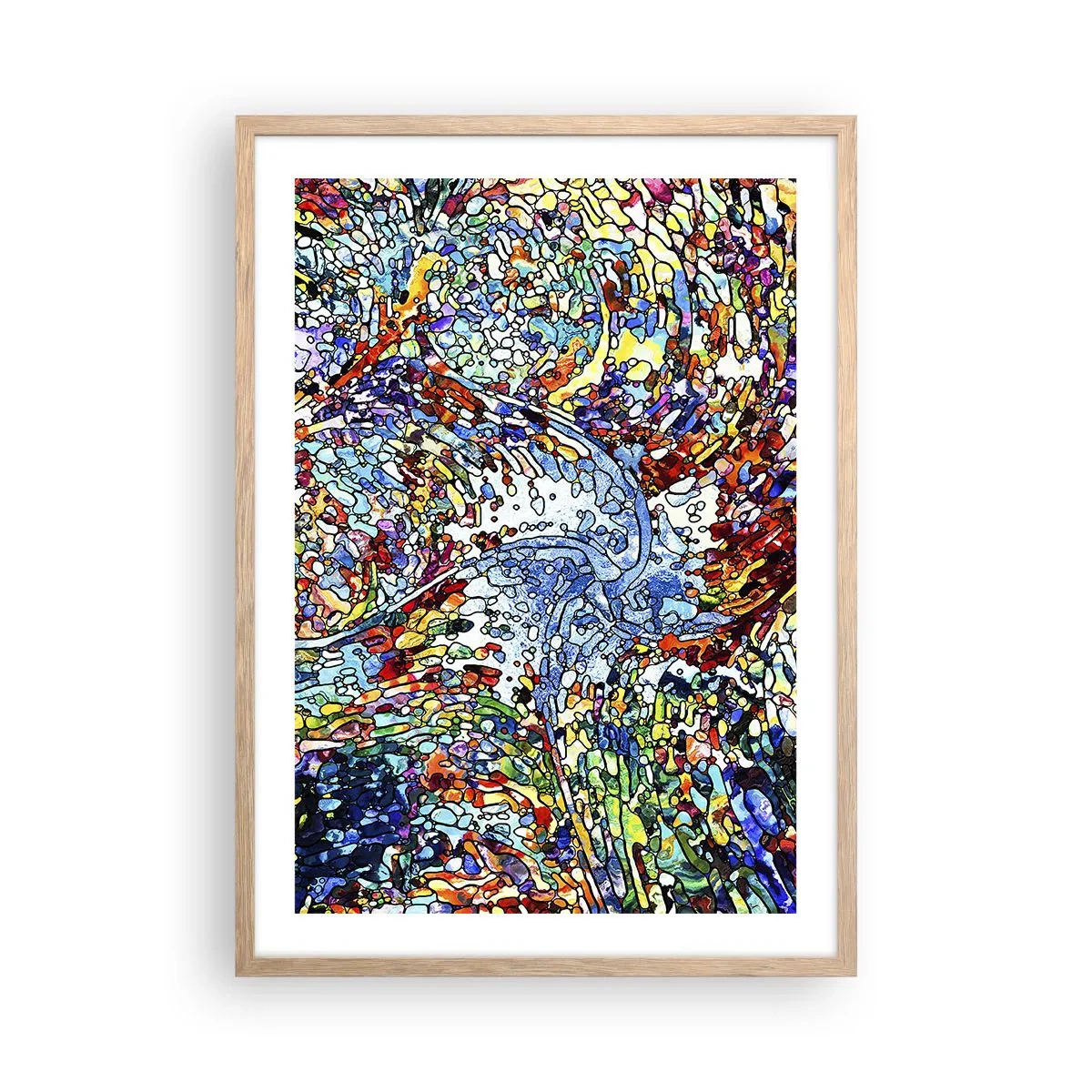 Affiche dans un chêne clair - Poster - Goutte de vitrail - 50x70 cm