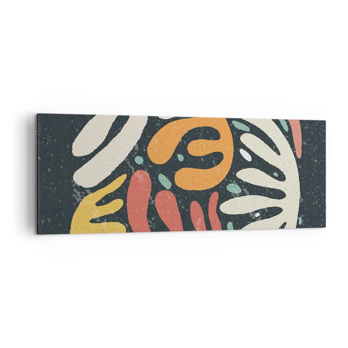 Impression sur toile - Image sur toile - Formes abstraites aux couleurs chaudes sur fond sombre - 140x50cm - Composition – Je suis sur le point de t'attraper - Décoration murale moderne pour le salon et la chambre ARTTOR