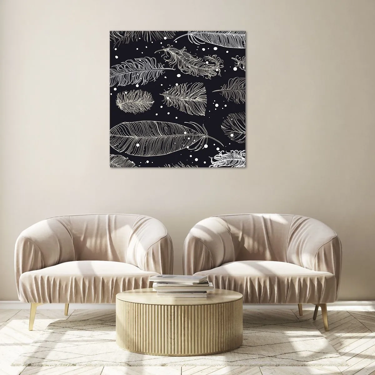 Impression sur verre - Image sur verre - Toile de plumes - 30x30 cm