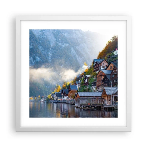 Affiche dans un cadre blanc - Poster - Ambiance alpine - 40x40 cm