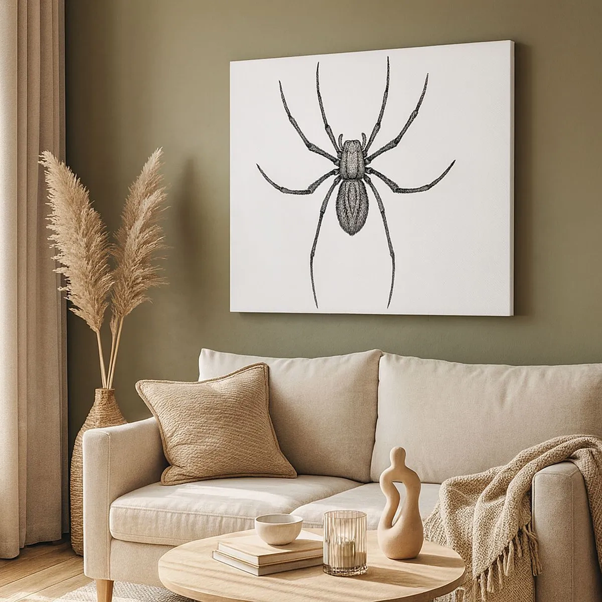 Impression sur toile - Image sur toile - Détail d'une araignée sur fond blanc dans un style dessin animé - 70x50cm - Une précision troublante - Décoration murale moderne pour le salon et la chambre ARTTOR