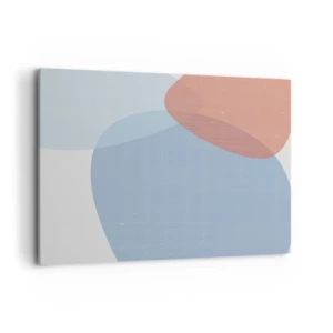 Impression sur toile - Image sur toile - Une composition abstraite dans des tons pastel de bleu et de rose avec des formes organiques. - 100x70cm - Relations pastel - Décoration murale moderne pour le salon et la chambre ARTTOR