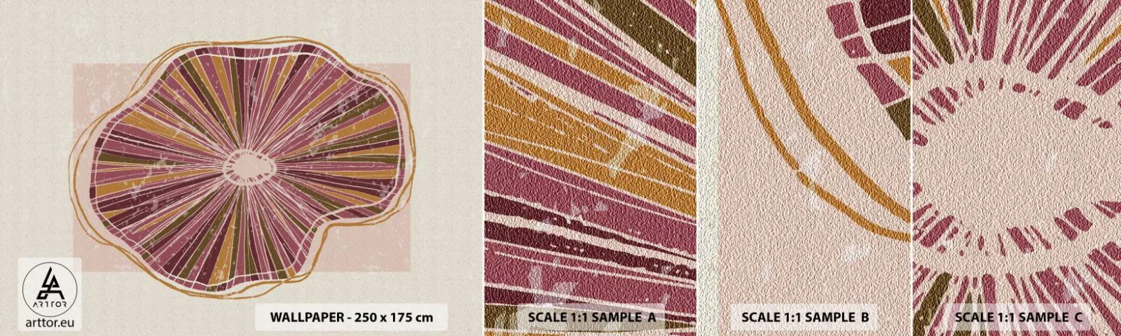 Échantillon de Papier Peint Autocollant Deluxe Sticker - Abstraction rayonnante - Bohème, Minimalisme, Abstraction - 100x30 cm